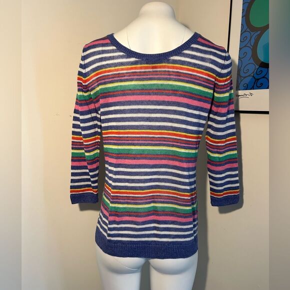 Talbots womens Petunia Striped Linen Sweater Size S - Picture 2 of 8